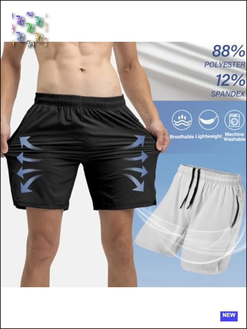 Men's Athletic Running Shorts 3 Pack Quick Dry Gym Workout with Zipper Pockets